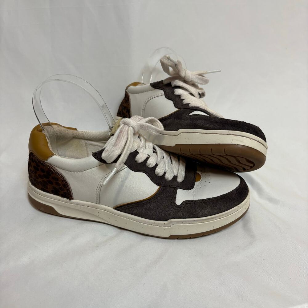 Madewell Court Sneakers White Leather & Spotted Calf Hair Women’s Size 7